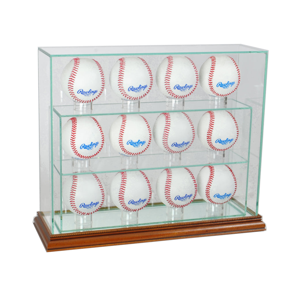 12 Baseball Upright Display Case with Walnut Moulding