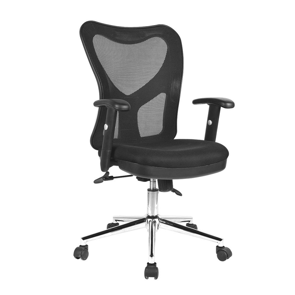High Back Mesh Office Chair With Chrome Base. Color: Black - Techni Mobili