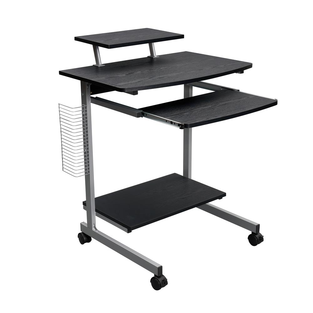 Compact Computer Cart With Storage . Color: Espresso - Techni Mobili