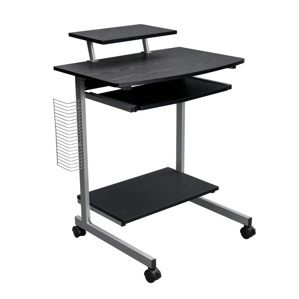 Compact Computer Cart With Storage . Color: Espresso - Techni Mobili