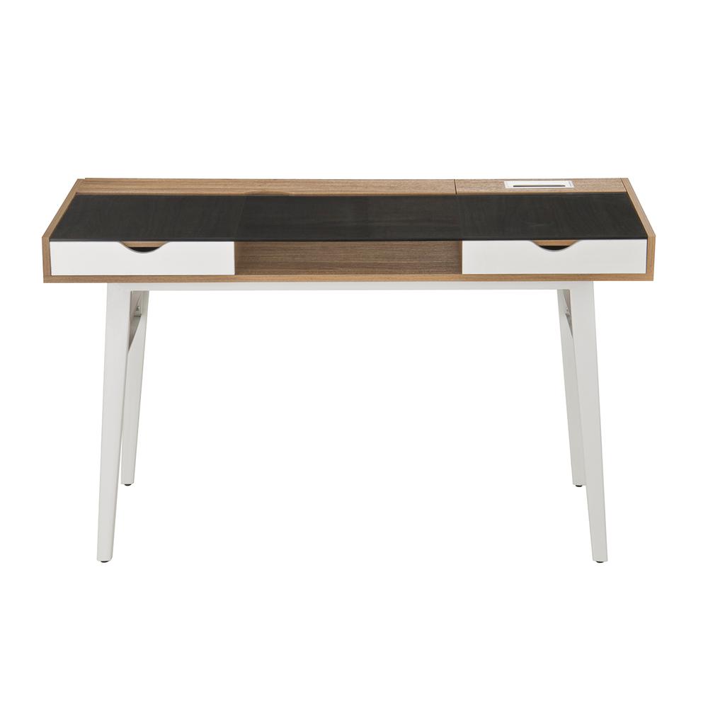 Compact Computer Desk with Multiple Storage. Color: Walnut - Techni Mobili