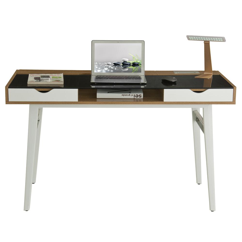 Compact Computer Desk with Multiple Storage. Color: Walnut - Techni Mobili