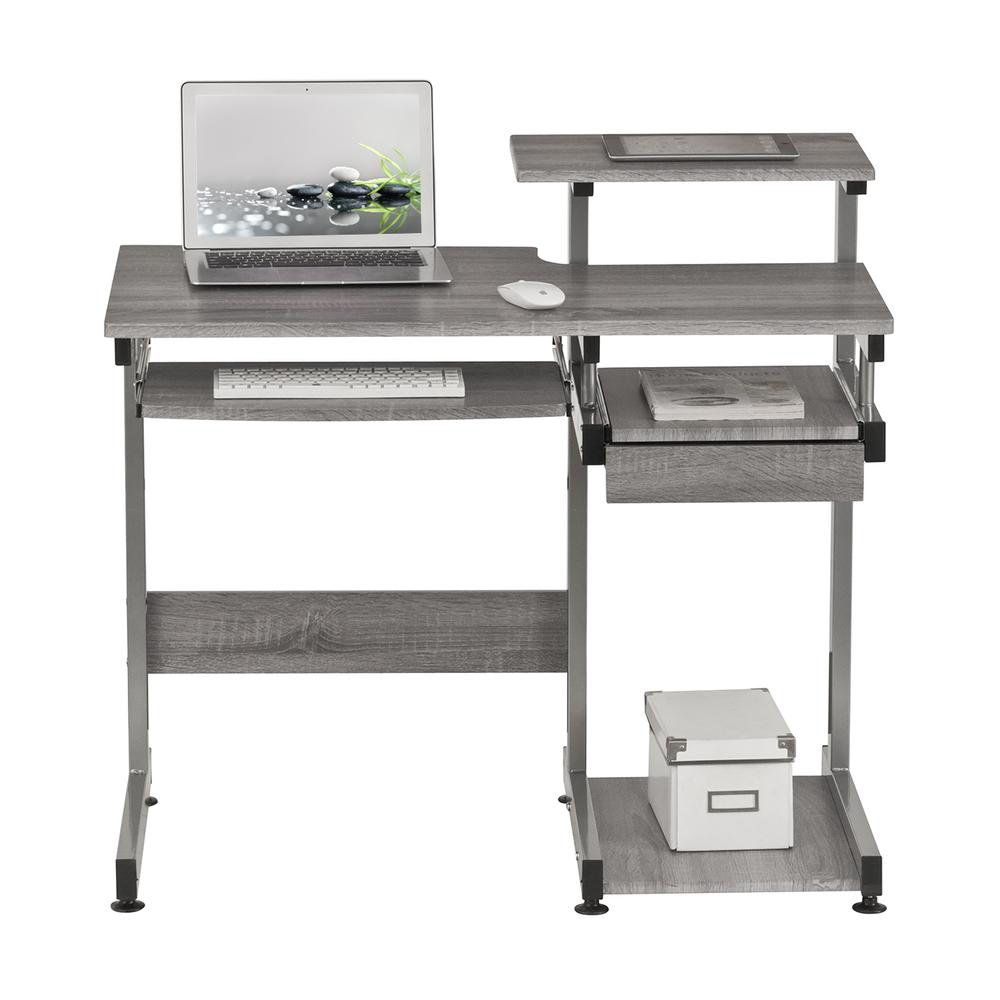 Complete Computer Workstation Desk, Gray - Techni Mobili