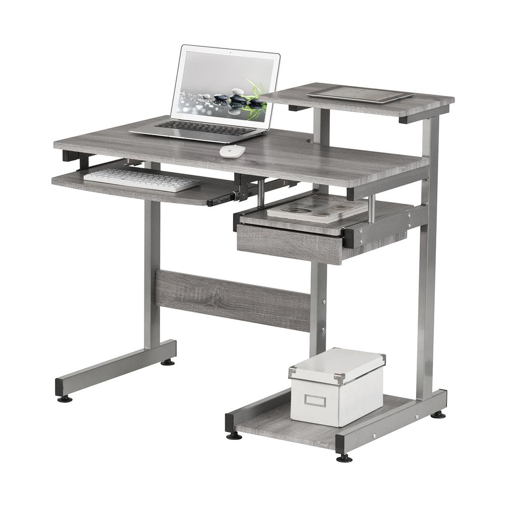 Complete Computer Workstation Desk, Gray - Techni Mobili