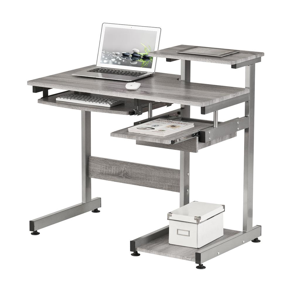 Complete Computer Workstation Desk, Gray - Techni Mobili