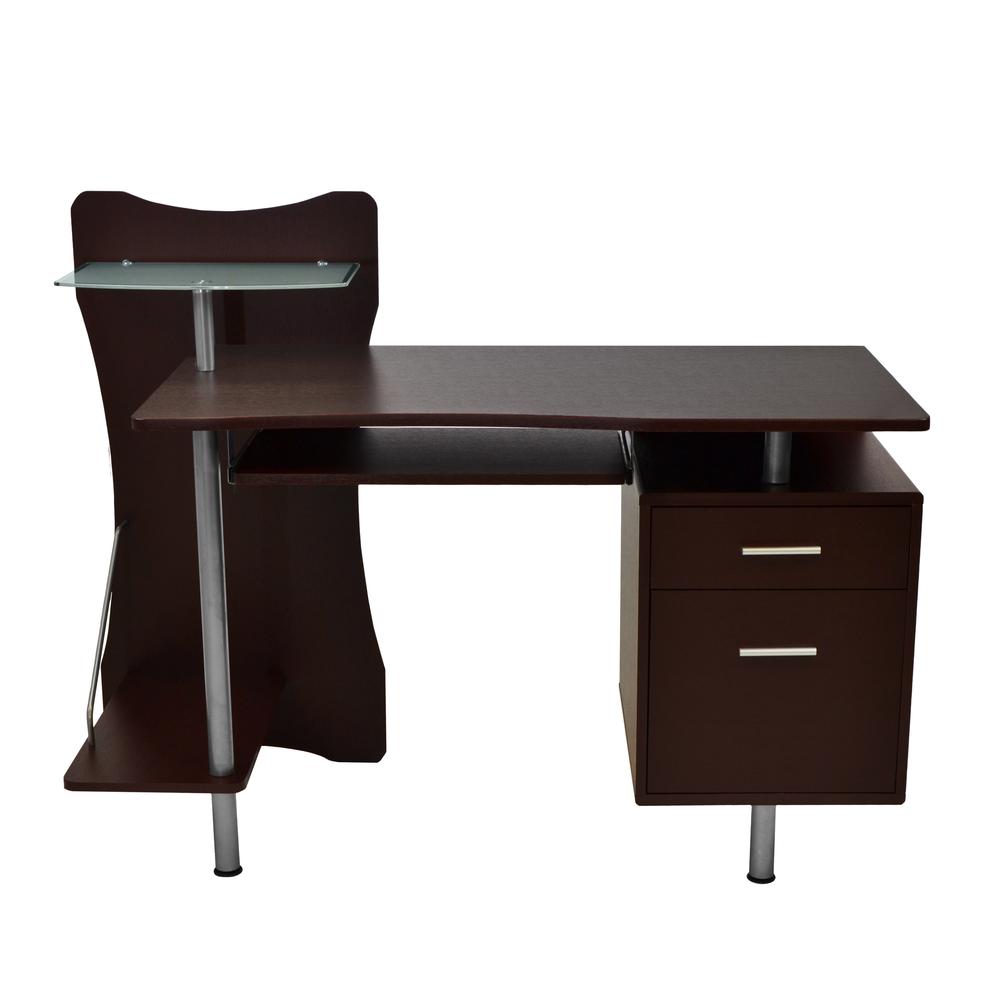 Stylish Computer Desk with Storage. Color: Chocolate - Techni Mobili