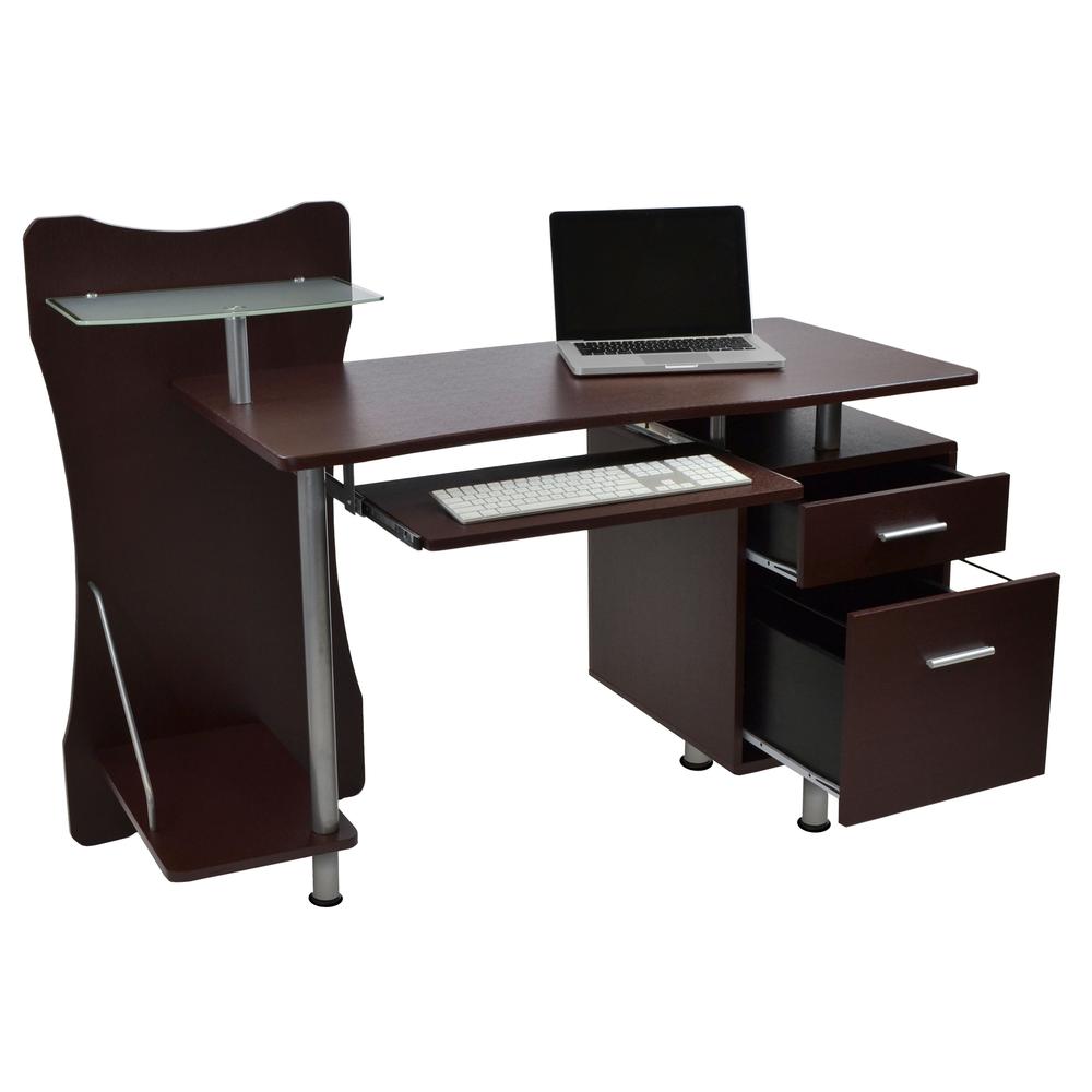 Stylish Computer Desk with Storage. Color: Chocolate - Techni Mobili