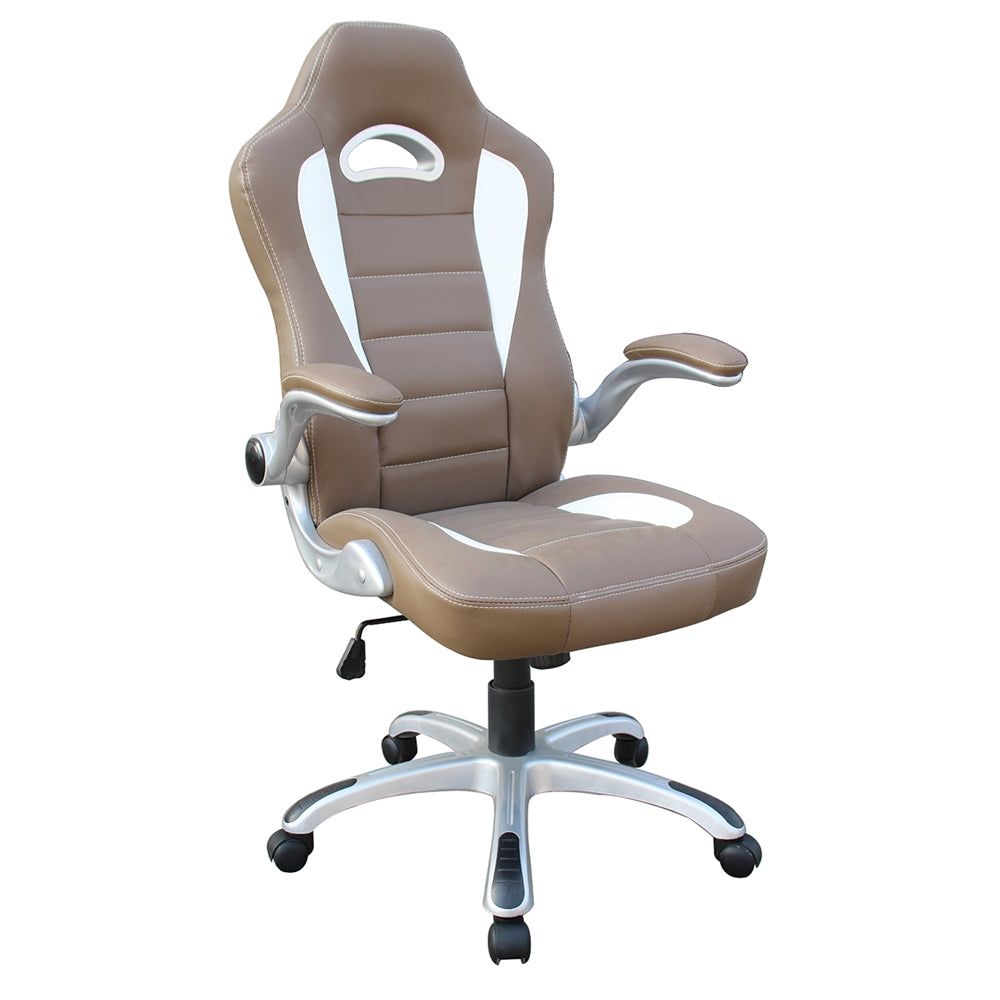 High Back Executive Sport Race Office Chair with Flip-Up Arms. Color: Camel - Techni Mobili