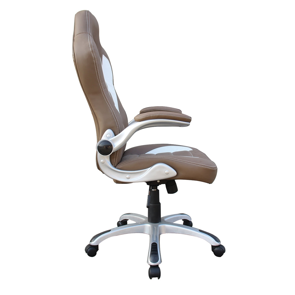 High Back Executive Sport Race Office Chair with Flip-Up Arms. Color: Camel - Techni Mobili