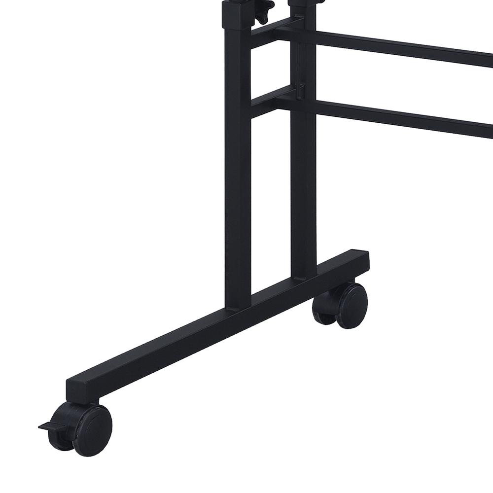 Rolling Writing Desk with Height Adjustable Desktop and Moveable Shelf, Black - Techni Mobili