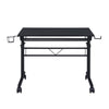 Rolling Writing Desk with Height Adjustable Desktop and Moveable Shelf, Black - Techni Mobili