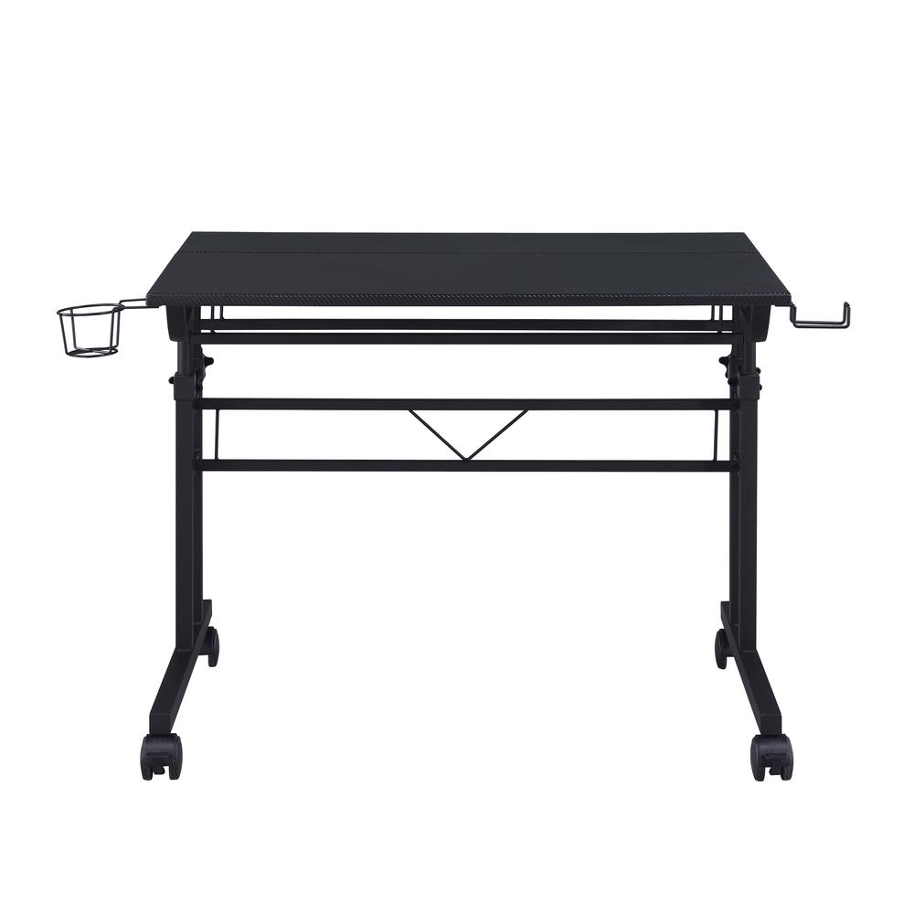 Rolling Writing Desk with Height Adjustable Desktop and Moveable Shelf, Black - Techni Mobili