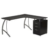 Modern L- Shaped Computer Desk with File Cabinet and Storage. Color: Espresso - Techni Mobili