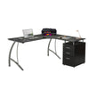 Modern L- Shaped Computer Desk with File Cabinet and Storage. Color: Espresso - Techni Mobili
