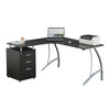 Modern L- Shaped Computer Desk with File Cabinet and Storage. Color: Espresso - Techni Mobili