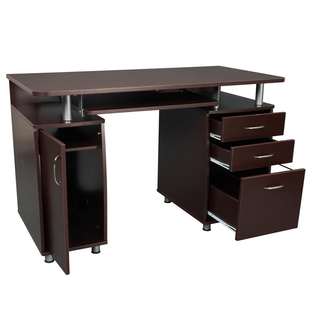 Complete Workstation Computer Desk with Storage. Color: Chocolate - Techni Mobili