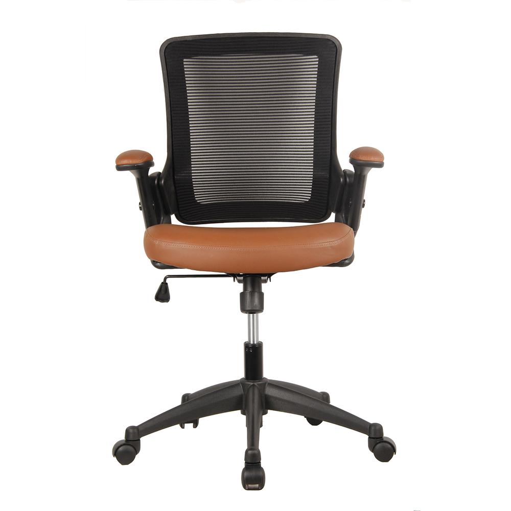 Mid-Back Mesh Task Office Chair with Height Adjustable Arms. Color: Brown - Techni Mobili