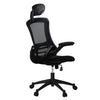 Modern High-Back Mesh Executive Office Chair With Headrest And Flip Up Arms. Color: Black - Techni Mobili