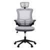 Modern High-Back Mesh Executive office Chair With Headrest And Flip Up Arms. Color: Silver Grey - Techni Mobili