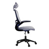 Modern High-Back Mesh Executive office Chair With Headrest And Flip Up Arms. Color: Silver Grey - Techni Mobili