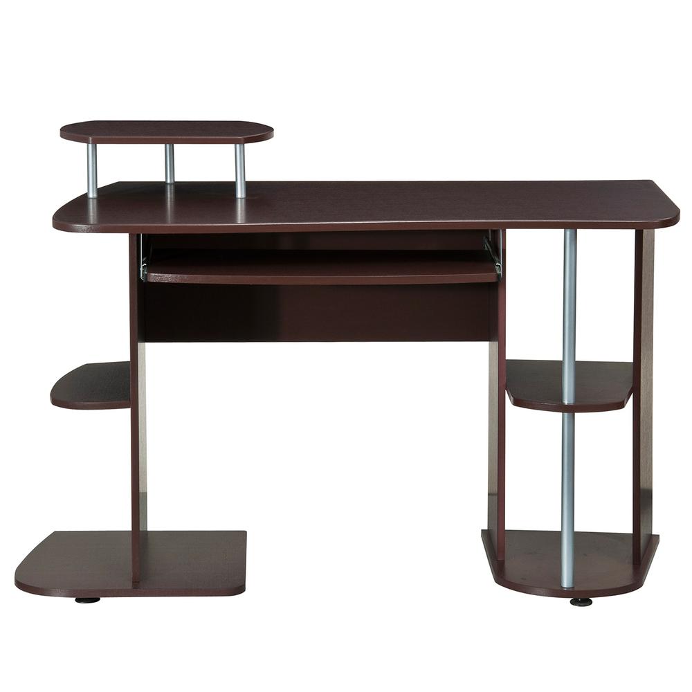 Complete Computer Workstation Desk With Storage. Color: Chocolate - Techni Mobili