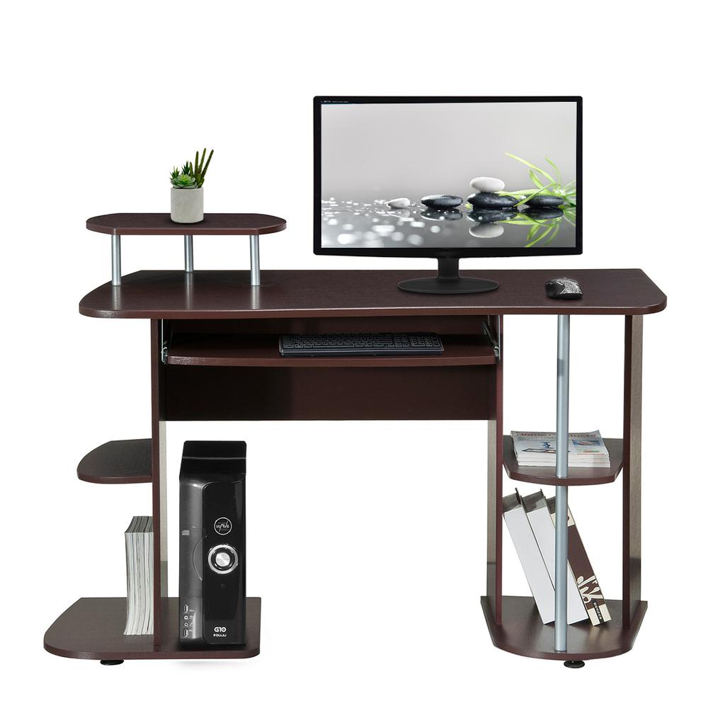Complete Computer Workstation Desk With Storage. Color: Chocolate - Techni Mobili