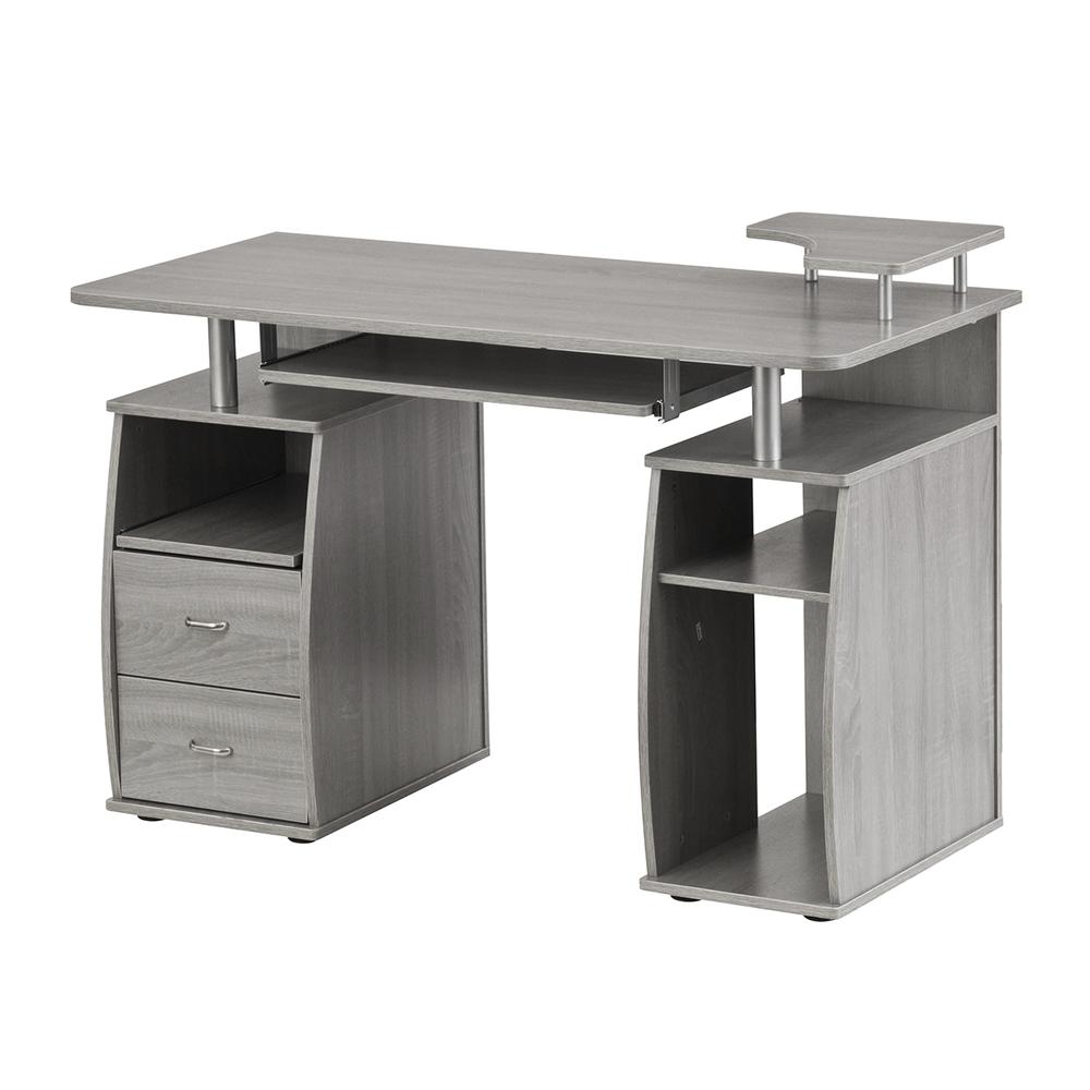 Complete Computer Workstation Desk With Storage, Gray - Techni Mobili