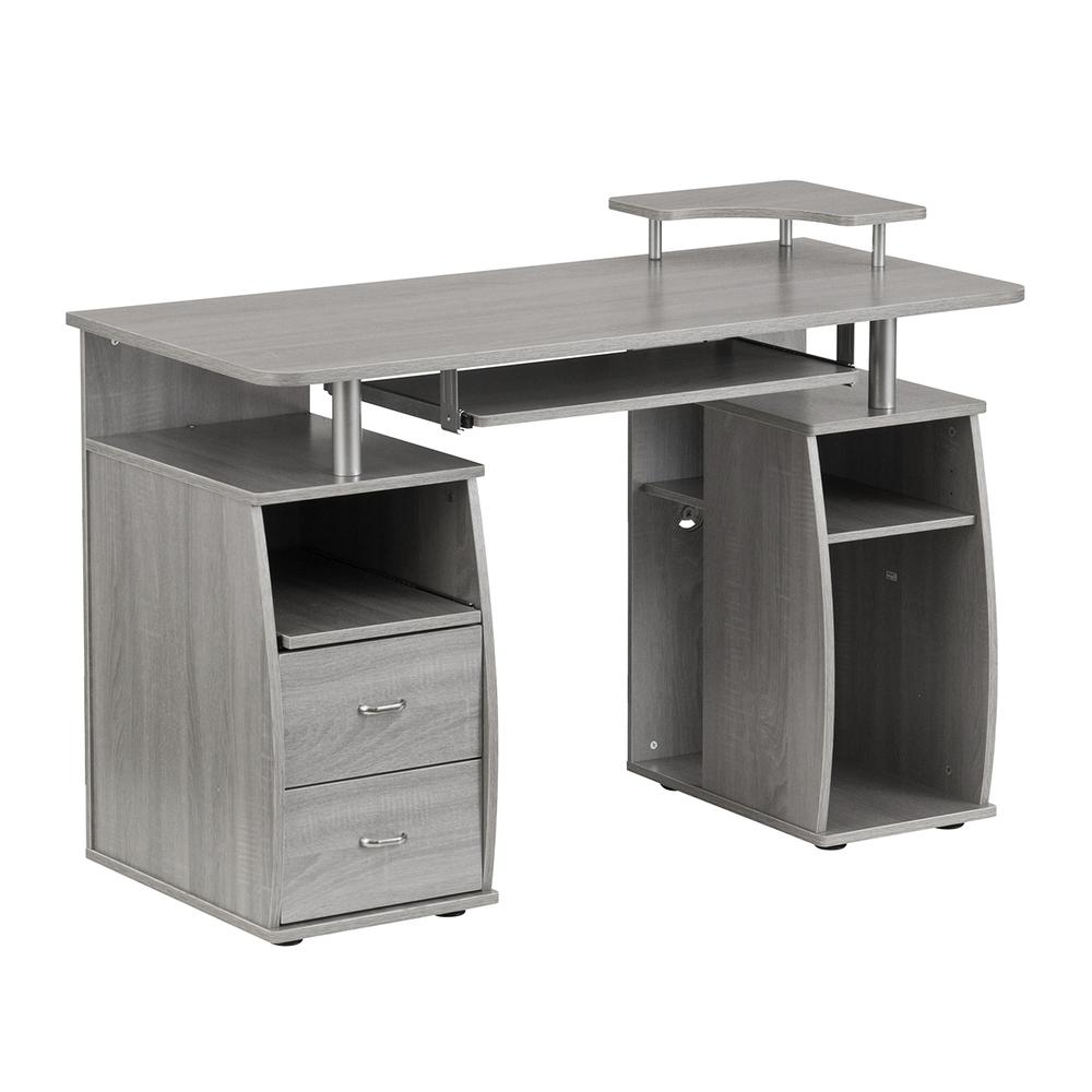 Complete Computer Workstation Desk With Storage, Gray - Techni Mobili