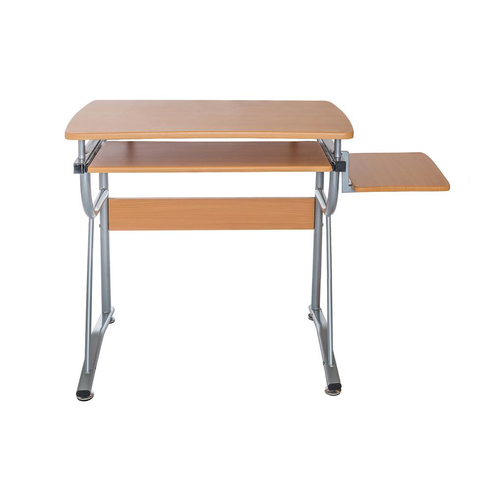 Compact Computer Desk With Side Shelf And Keyboard Panel. Color: Cherry - Techni Mobili