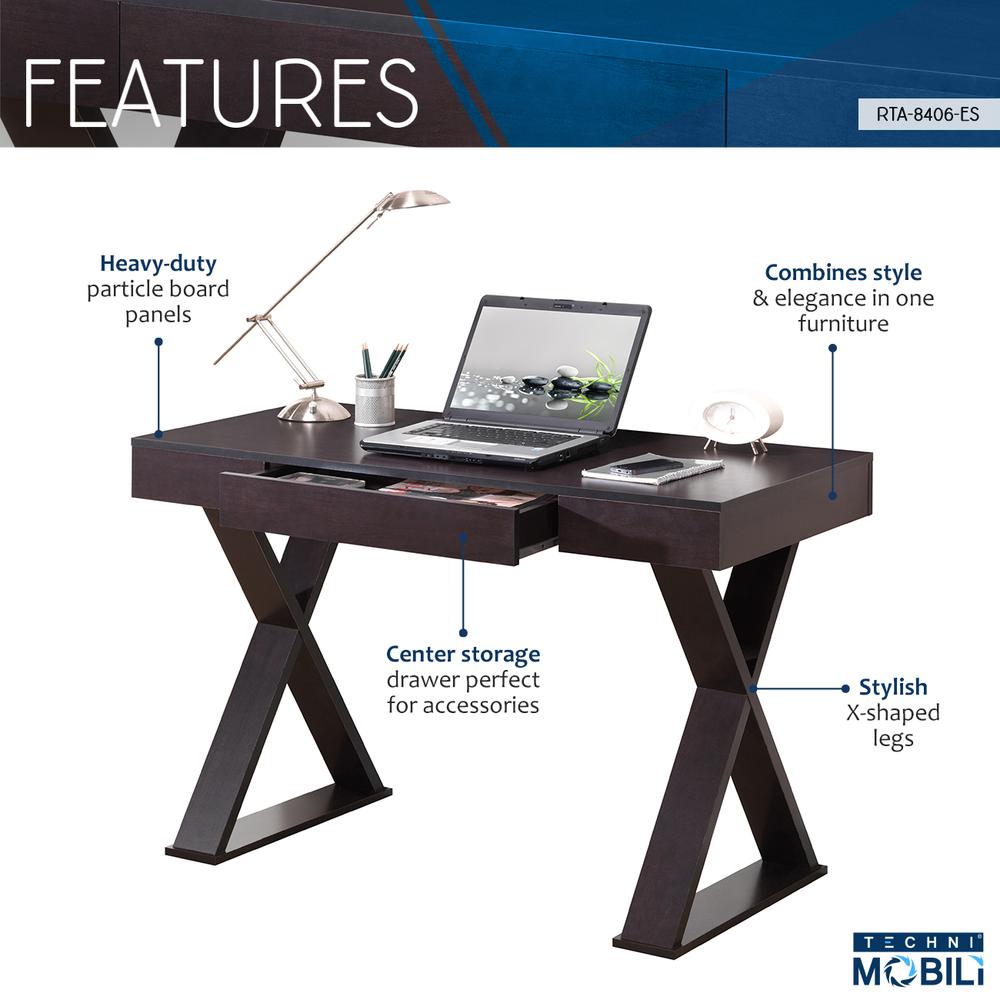Trendy Writing Desk with Drawer. Color: Espresso - Techni Mobili
