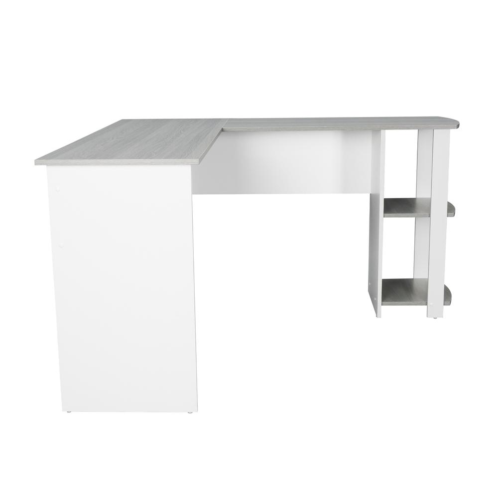 Techni Mobili Modern L-Shaped Desk with Side Shelves, Grey - RTA Products