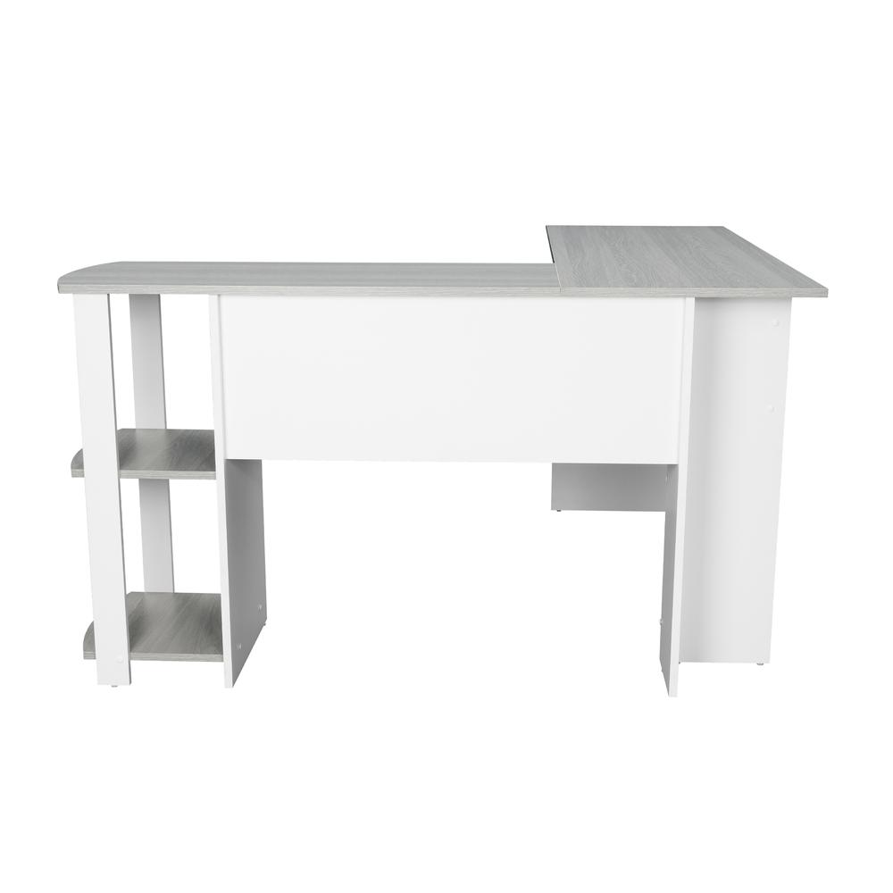 Techni Mobili Modern L-Shaped Desk with Side Shelves, Grey - RTA Products