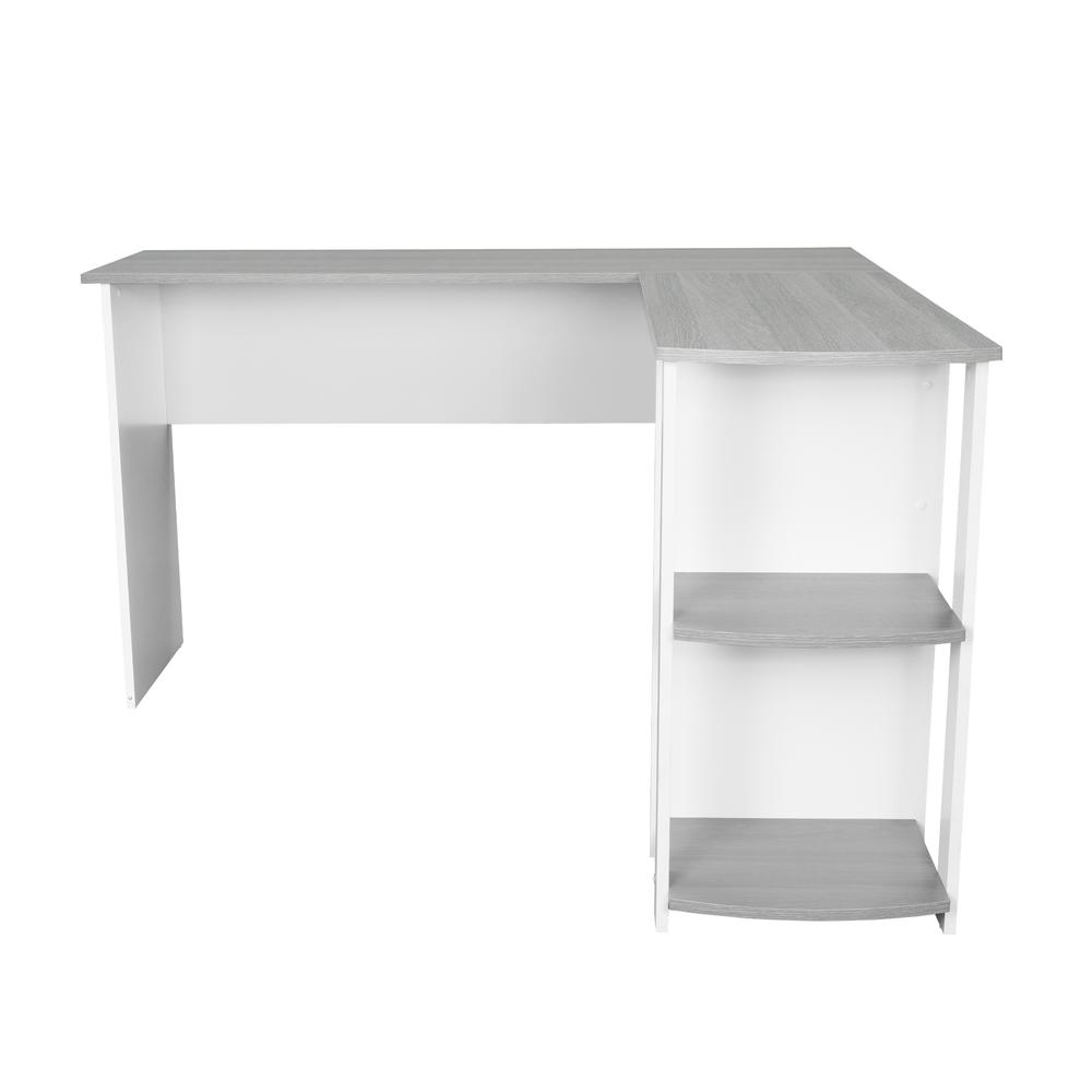 Techni Mobili Modern L-Shaped Desk with Side Shelves, Grey - RTA Products