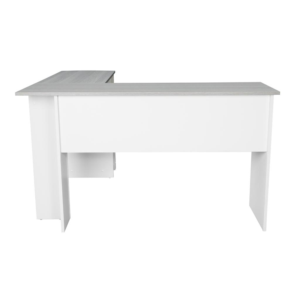 Techni Mobili Modern L-Shaped Desk with Side Shelves, Grey - RTA Products