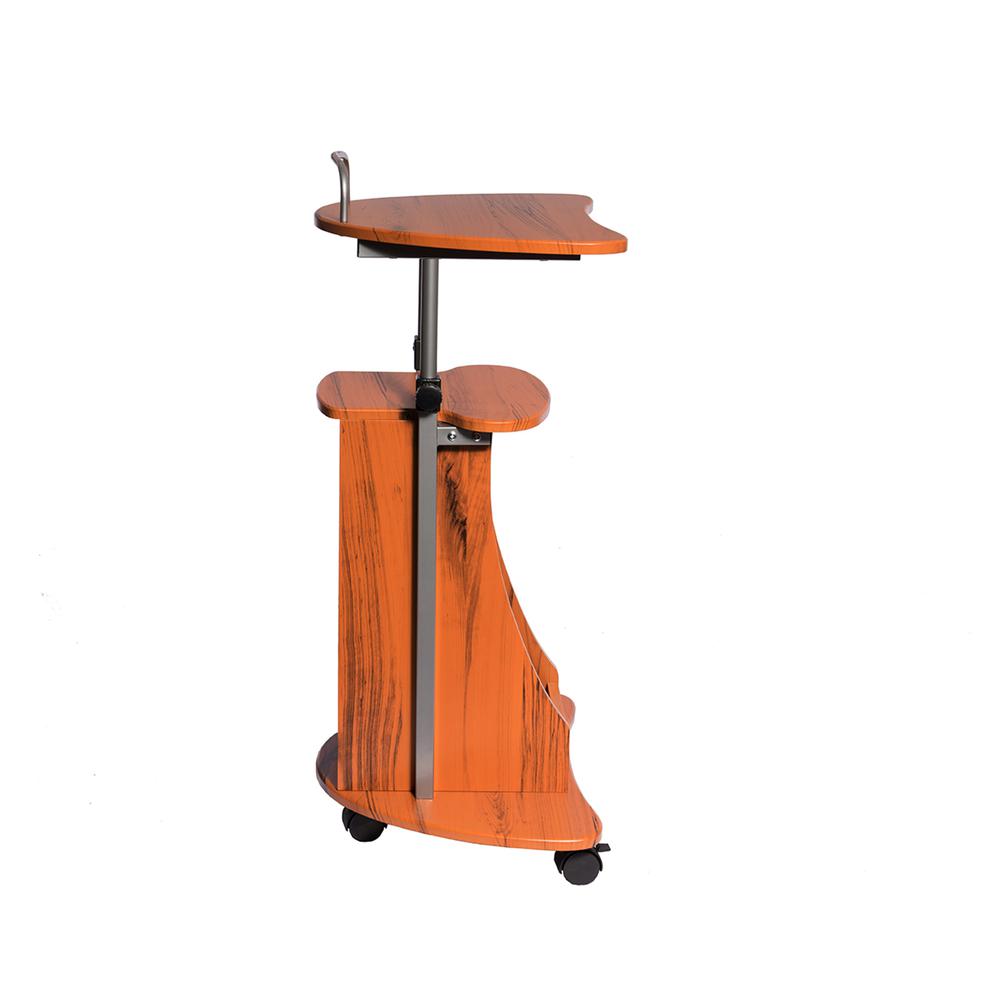 Rolling Adjustable Height Laptop Cart With Storage. Color: Woodgrain - Techni Mobili