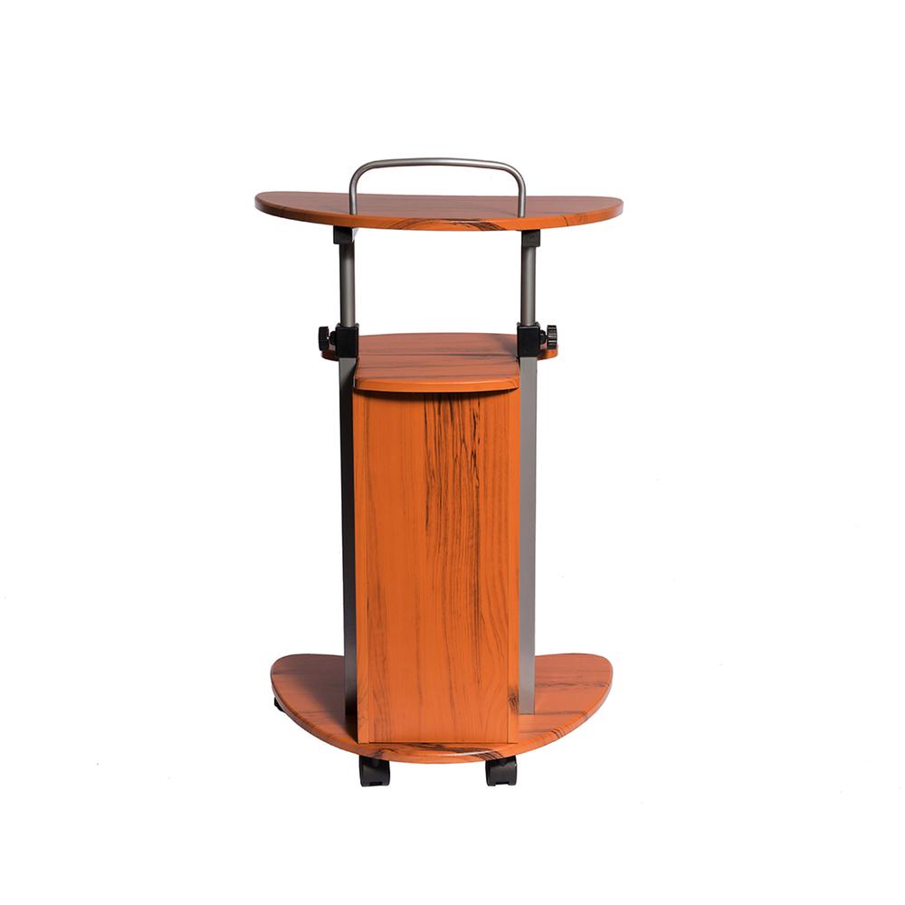 Rolling Adjustable Height Laptop Cart With Storage. Color: Woodgrain - Techni Mobili