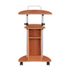 Rolling Adjustable Height Laptop Cart With Storage. Color: Woodgrain - Techni Mobili