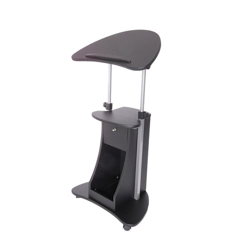 Rolling Adjustable Laptop Cart With Storage. Color: Black - Techni Mobili