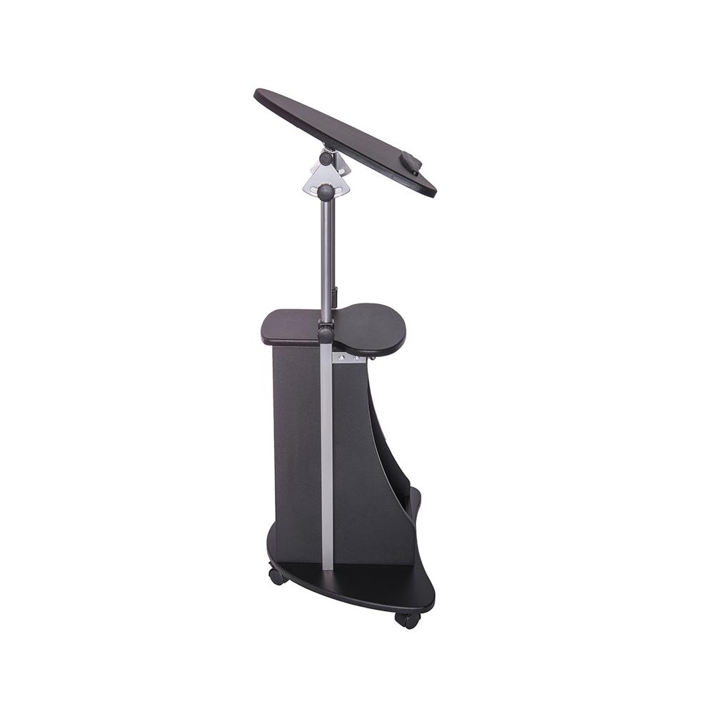 Rolling Adjustable Laptop Cart With Storage. Color: Black - Techni Mobili