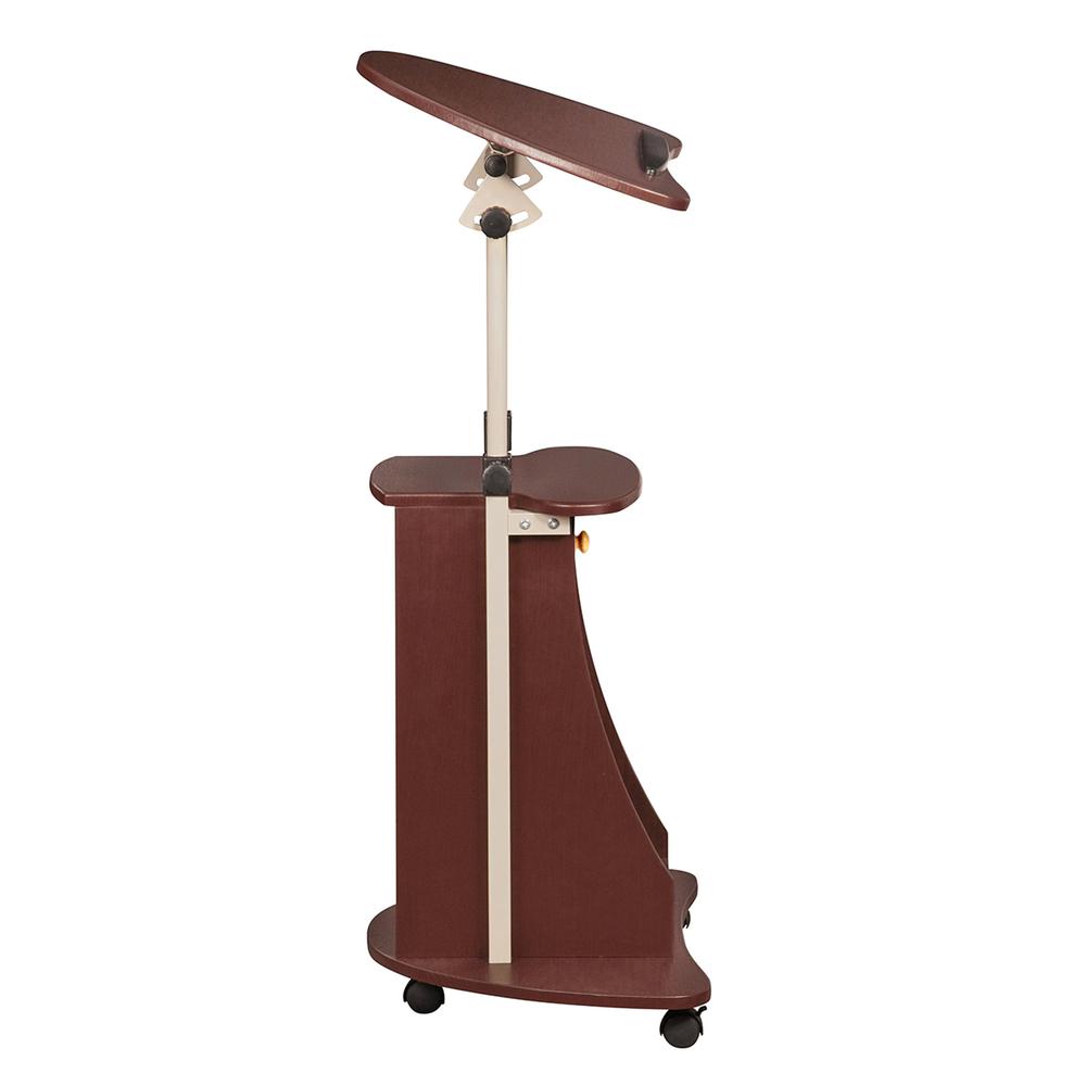 Rolling Adjustable Laptop Cart With Storage. Color: Chocolate - Techni Mobili