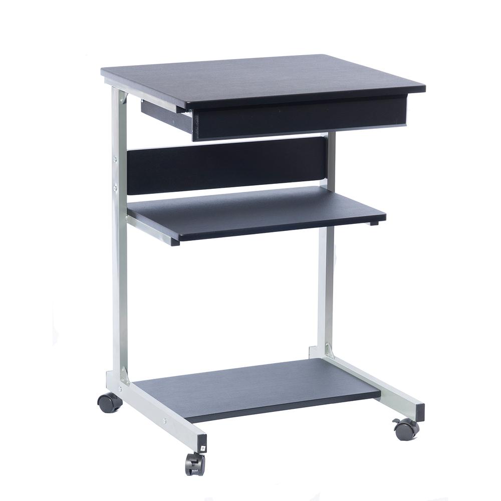 Rolling Laptop Cart with Storage. Color: Graphite - Techni Mobili
