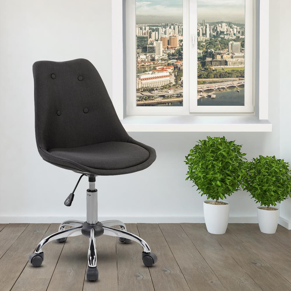Armless Task Chair with Buttons. Color: Black - Techni Mobili