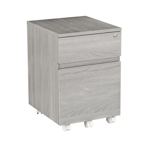 Rolling two Drawer Vertical Filing Cabinet with Lock and Storage, Grey - Techni Mobili