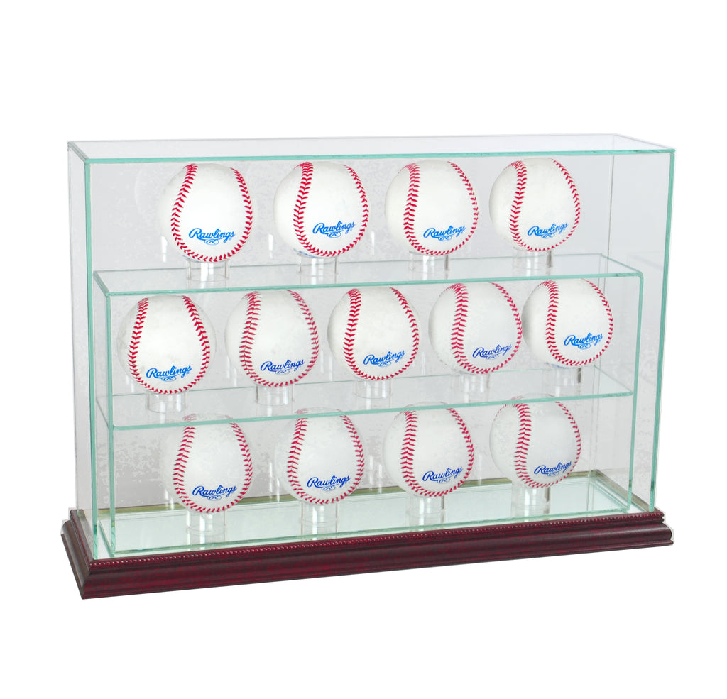 13 Baseball Upright Display Case with Cherry Moulding