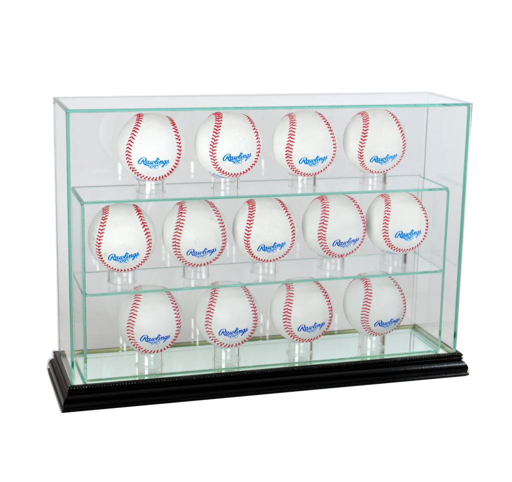 13 Baseball Upright Display Case with Black Moulding