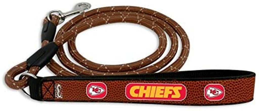 Kansas City Chiefs Pet Leash Leather Frozen Rope Football Size Large - Gamewear