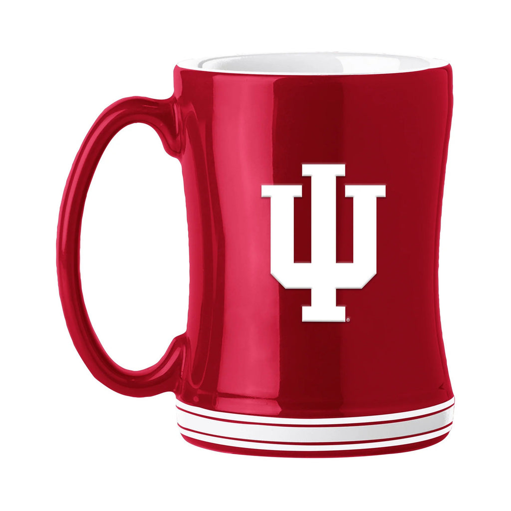 Indiana Hoosiers Coffee Mug 14oz Sculpted Relief Team Color - Logo Brands