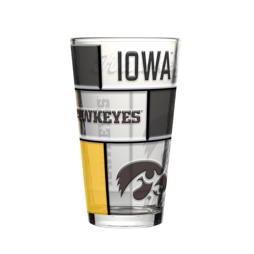 Iowa Hawkeyes Pint Glass 16oz Quilted Stained Boxed - Logo Brands