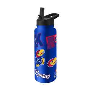 Kansas Jayhawks Quencher Bottle 34oz Stainless Steel Dreamweave - Logo Brands