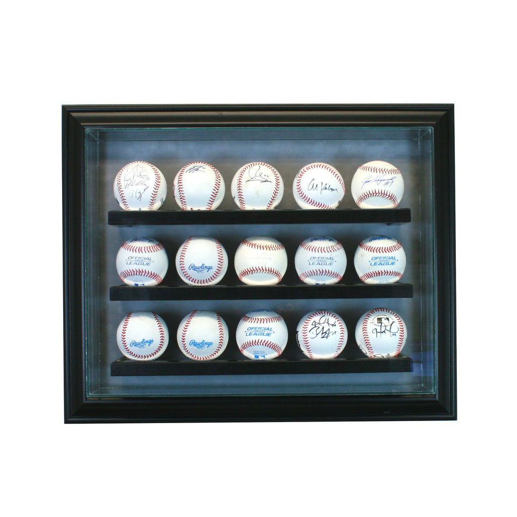 15 Baseball Cabinet Style Display Case with Black Moulding